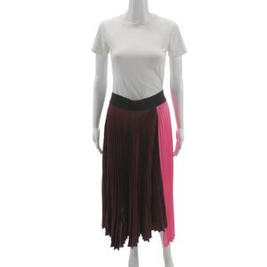 A.L.C. Womens Pleated Long Brown Polyester Skirt Size 6